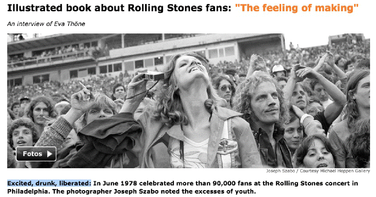 Illustrated book about Rolling Stones fans: 